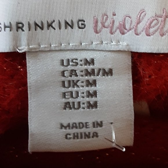 Shrinking Violet Women's Red Sparkle Sweater | New! M - Picture 11 of 14